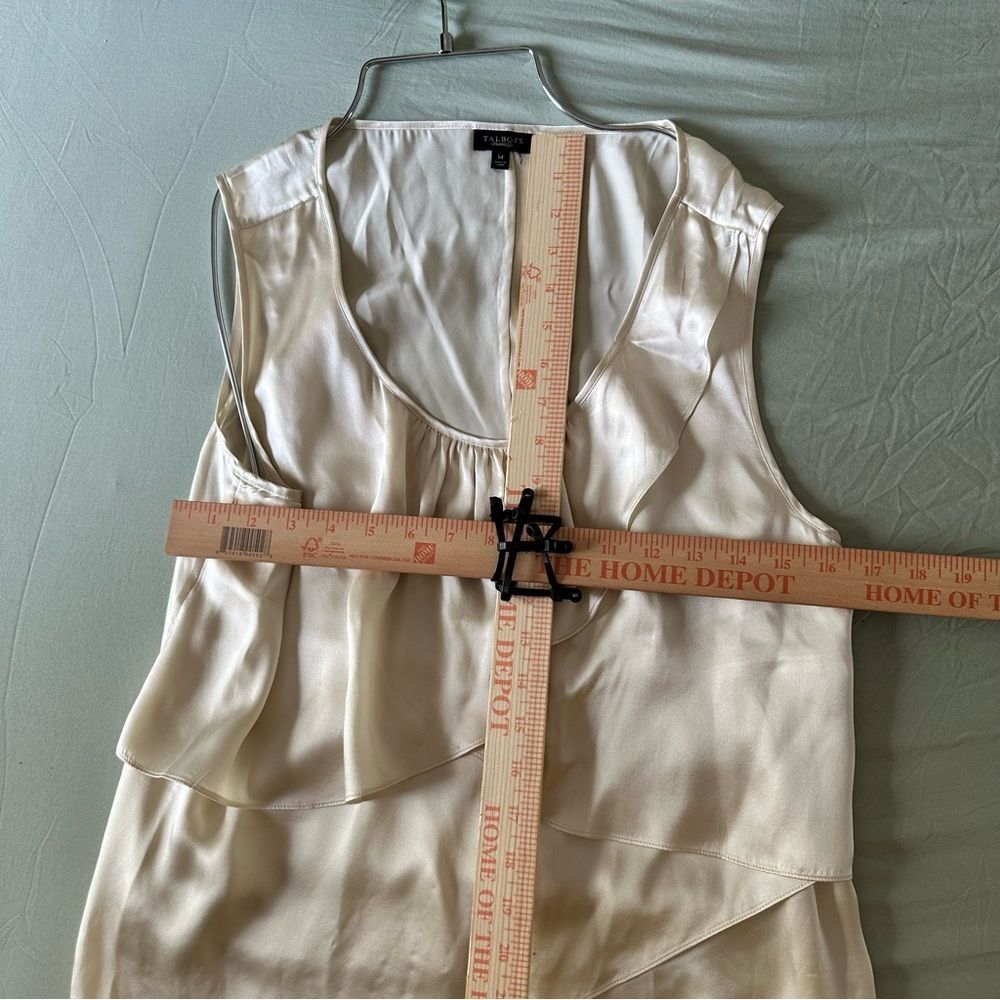 Talbots Silk Cream Asymmetrical Ruffled Blouse - Picture 7 of 8